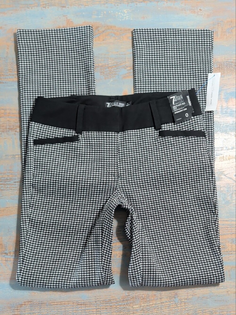 NWT New York & Co. Black White Houndstooth Dress Pants Size 0 | Signature Fit